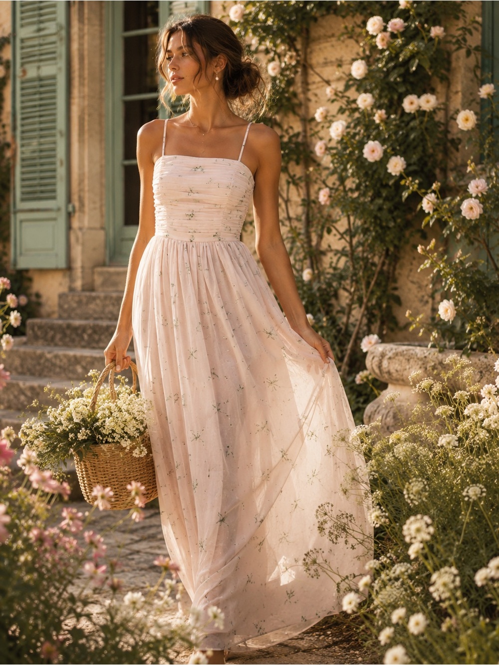 ERIN Blush Pink Floral Chiffon Maxi Dress 10 Ruched Bodice Wedding Guest Prom